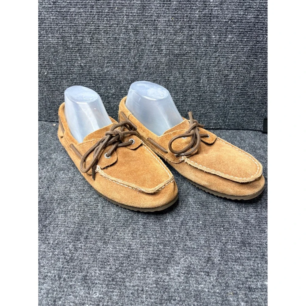 Sperry Top-Sider Mens 9M Tan Suede Boat Shoes Loafers STS11596 Plaid Lining